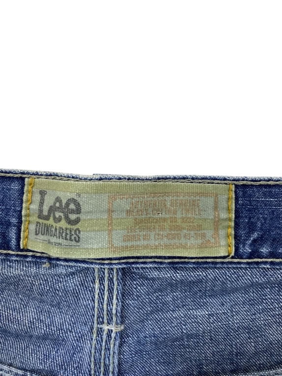 LEE CARGO DENIM SHORTS STREETWEAR WASHED BLUE MEN PRE OWNED L