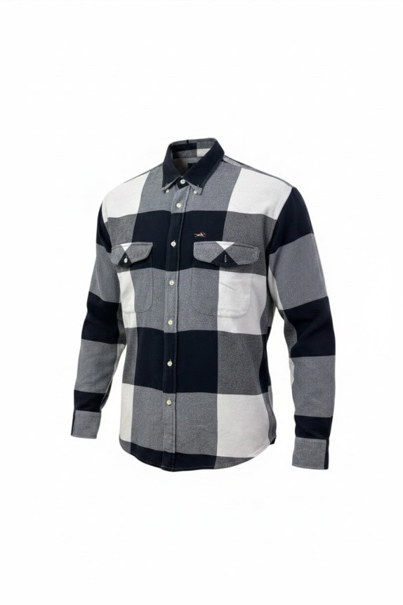 LES COPAINS SPORTSWEAR ΠΟΥΚΑΜΙΣΟ ΚΑΡΟ ΜΠΛΕ ΓΚΡΙ ΛΕΥΚΟ ΑΝΤΡΙΚΟ PRE OWNED L