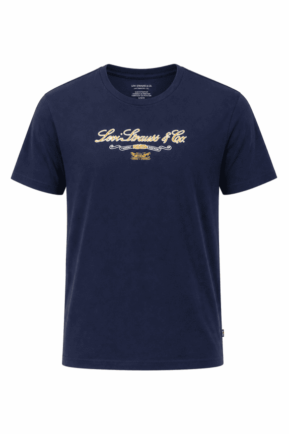 LEVIS STRAUSS CO T SHIRT SPELL OUT NAVY UOMO PRE OWNED XL
