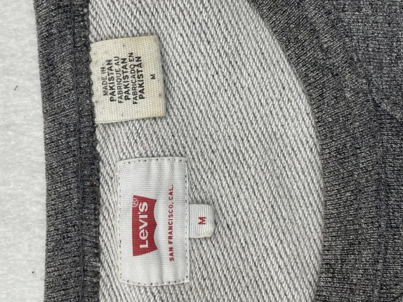 LEVIS SWEATSHIRT BIG LOGO GREY MENS PRE OWNED M