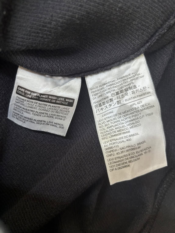 LEVIS HOODIE STREETWEAR BLACK UNISEX PRE OWNED XS