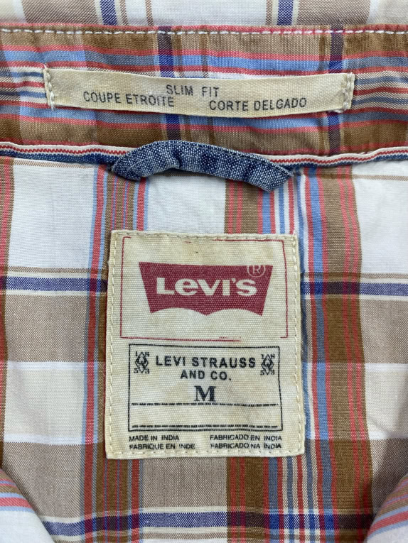 Levi's Κοντομάνικο Πουκάμισο Slim Fit Καρό Μπεζ-Λευκό-Κόκκινο Γυναικείο M