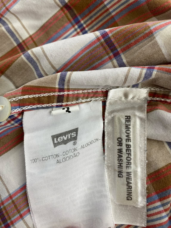 Levi's Κοντομάνικο Πουκάμισο Slim Fit Καρό Μπεζ-Λευκό-Κόκκινο Γυναικείο M