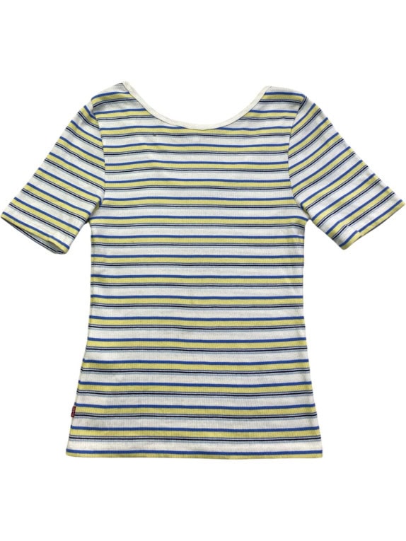 LEVIS T SHIRT RETRO STRIPED GREY WOMEN PRE OWNED S