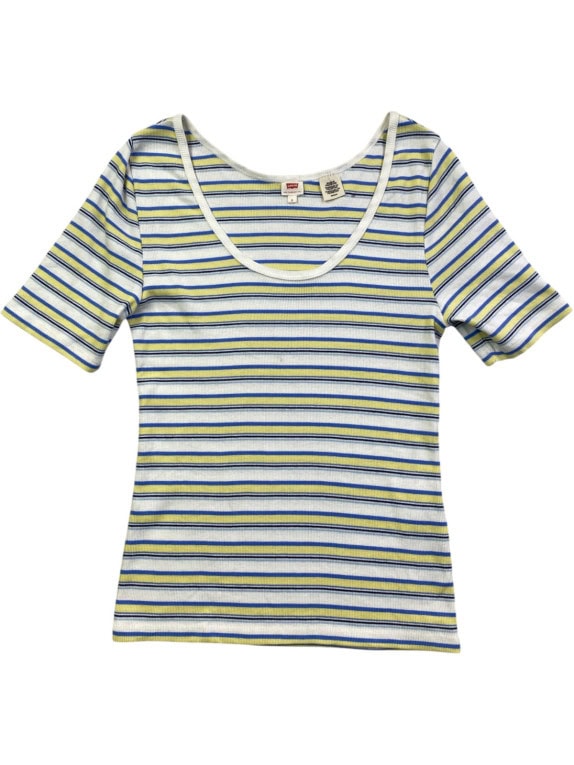 LEVIS T SHIRT RETRO STRIPED GREY WOMEN PRE OWNED S