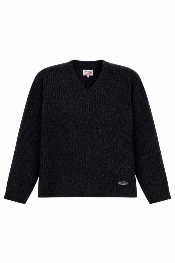 1990S LEVIS KNIT V NECK SWEATER MINIMAL CHARCOAL UNISEX PRE OWNED L