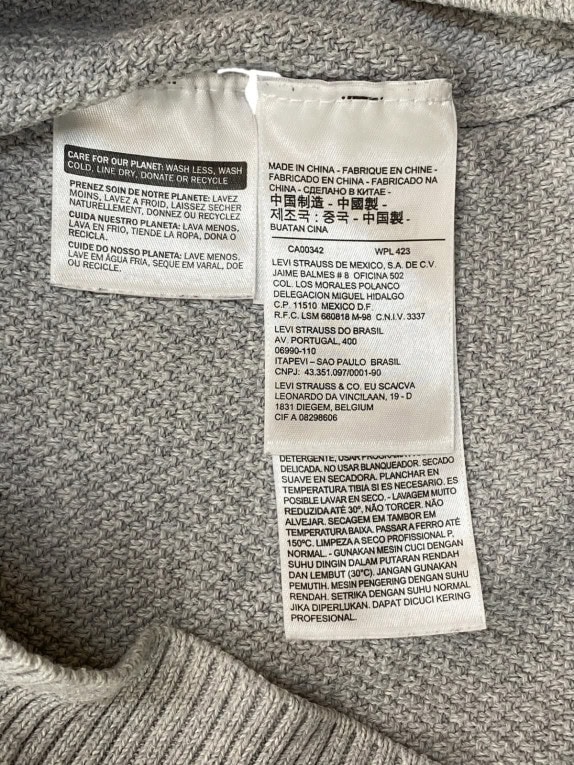 LEVIS ΠΛΕΚΤΟ ΠΟΥΛΟΒΕΡ MINIMAL ΓΚΡΙ ΑΝΤΡΙΚΟ PRE OWNED S