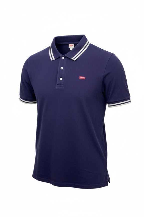 LEVI'S POLO ΜΠΛΟΥΖΑ ΜΕ ΡΙΓΕ ΛΕΠΤΟΜΕΡΕΙΑ ΣΤΟΝ ΓΙΑΚΑ ΜΠΛΕ ΑΝΔΡΙΚΟ S