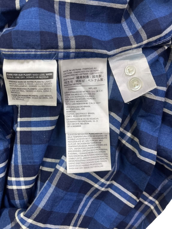 LEVI'S ΠΟΥΚΑΜΙΣΟ CASUAL ΚΑΡΟ ΜΠΛΕ ΑΝΔΡΙΚΟ S