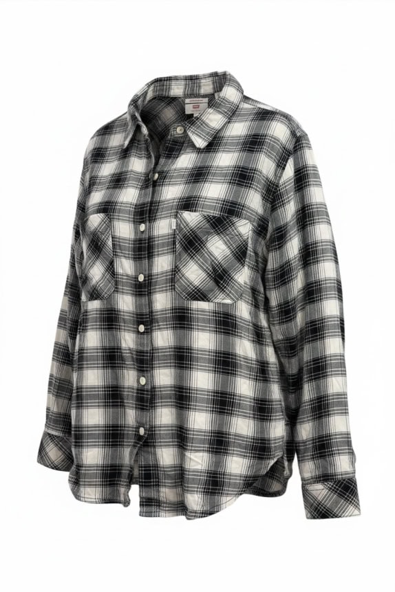 LEVIS ΠΟΥΚΑΜΙΣΟ CLASSIC ΚΑΡΟ ΑΣΠΡΟΜΑΥΡΟ ΓΥΝΑΙΚΕΙΟ PRE OWNED XL