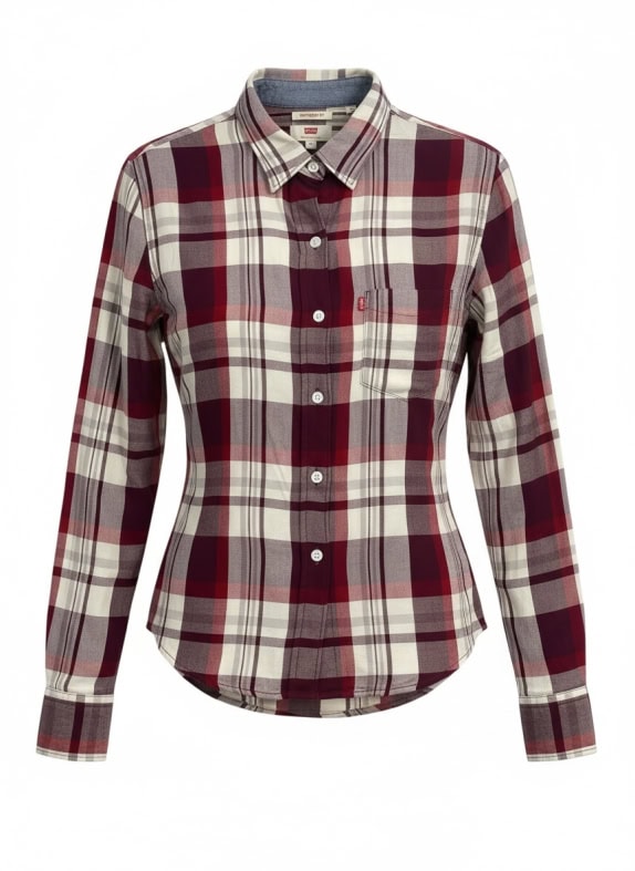 LEVI'S Πουκάμισο Καρό Boyfriend Fit με Λογότυπο Μπορντό Γυναικείο XS