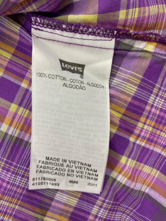 LEVI'S Πουκάμισο Καρό Κοντομάνικο Casual Μωβ Ανδρικό S