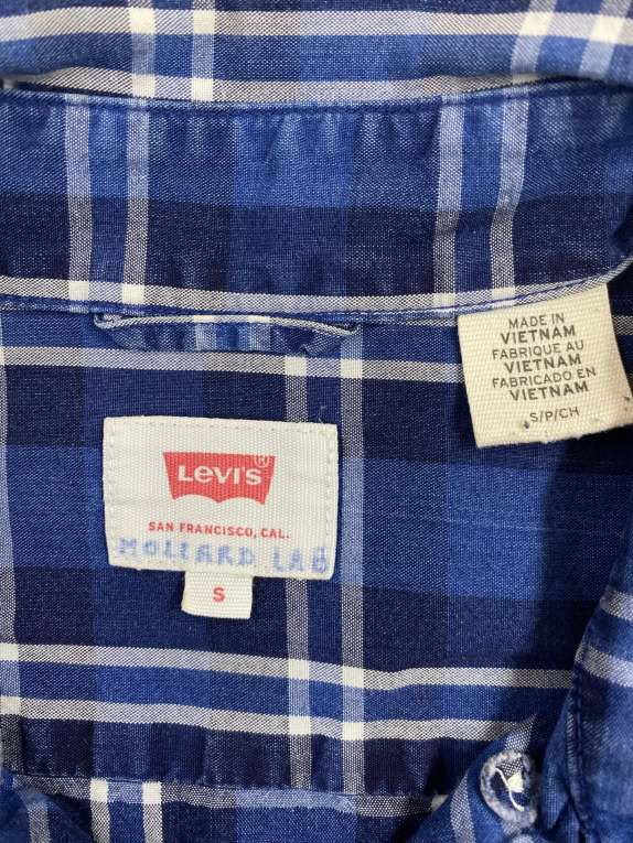 LEVI'S ΠΟΥΚΑΜΙΣΟ ΜΑΚΡΥΜΑΝΙΚΟ CHECKED CLASSIC LOGO ΜΠΛΕ ΑΝΔΡΙΚΟ SMALL