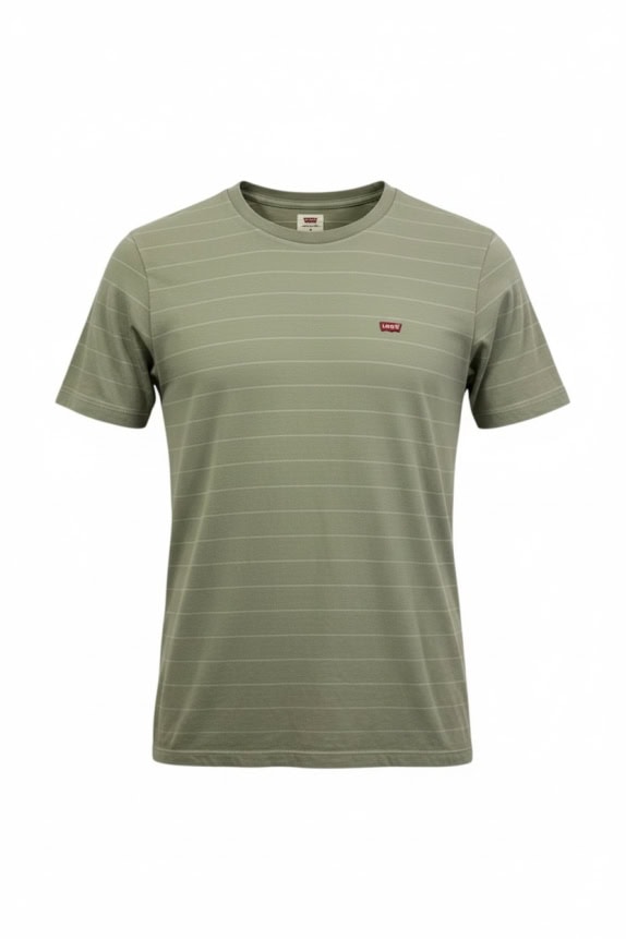 LEVI\'S T-SHIRT A RIGHE CON LOGO 'BATWING' OLIVA / KHAKI UOMO MEDIUM