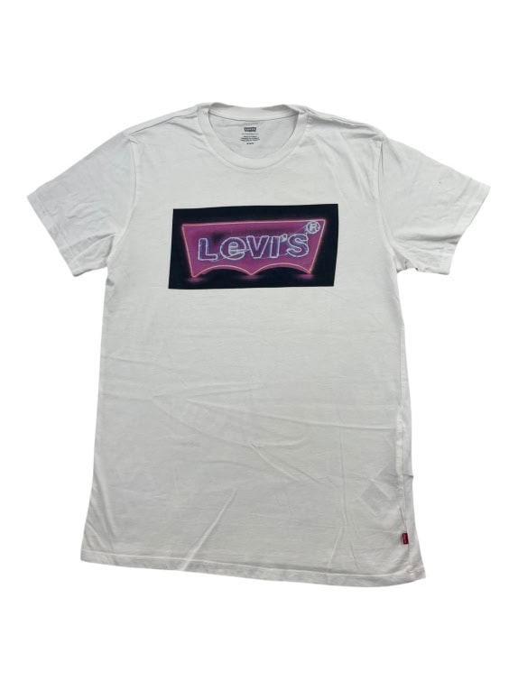 LEVI\'S T-SHIRT CASUAL CON STAMPA LOGO NEON BIANCO DA UOMO MEDIUM