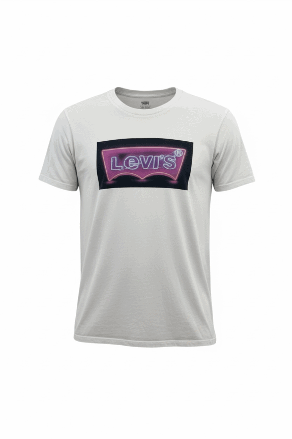 LEVI\'S T-SHIRT CASUAL CON STAMPA LOGO NEON BIANCO DA UOMO MEDIUM