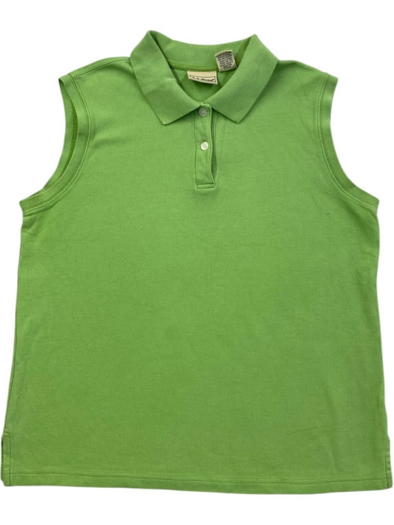 LL BEAN SLEEVELESS POLO CLASSIC GREEN WOMENS PRE OWNED M