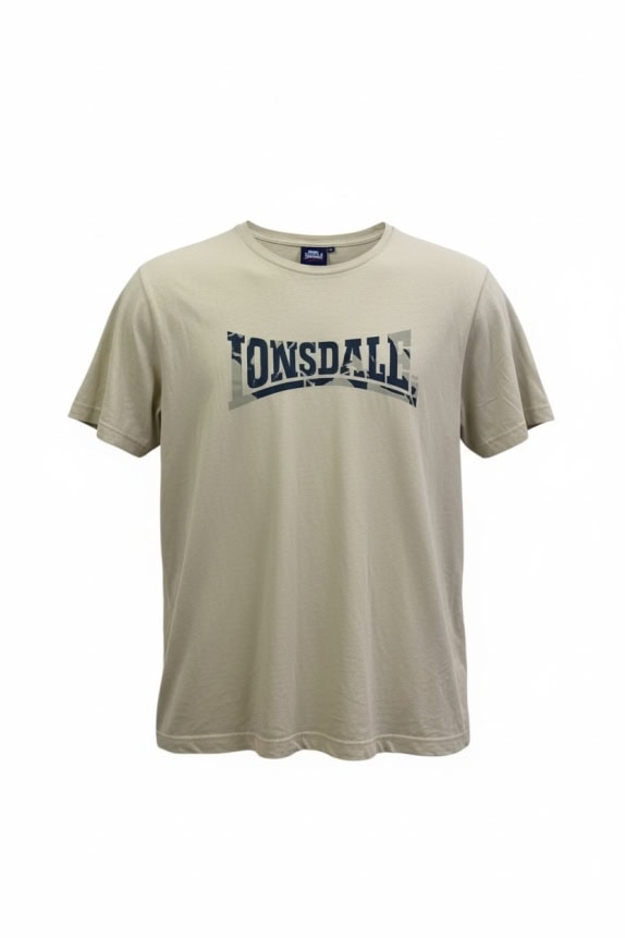 LONSDALE LONDON T-SHIRT BIG LOGO PRINT BEIGE UNISEX XL