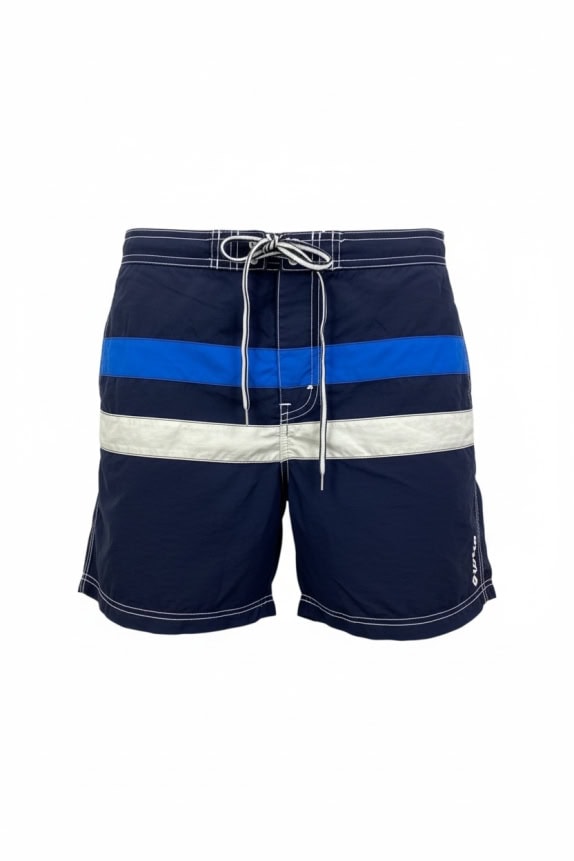 LOTTO Costume bermuda vintage a righe con logo blu/bianco da uomo M