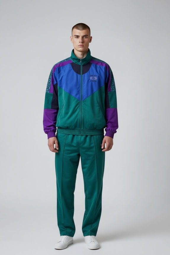 Lotto Vintage Tuta Set con Logo Int\'l Team Verde-Viola Unisex XL