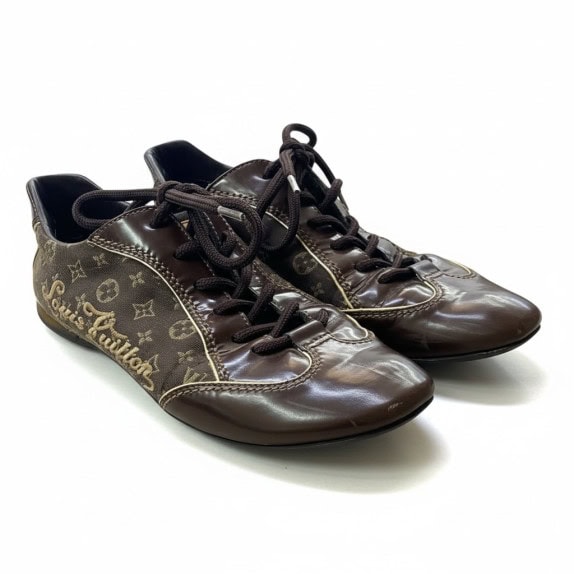 SCARPE LOUIS VUITTON SNEAKERS LOGO MONOGRAMMA MARRONE UNISEX 36