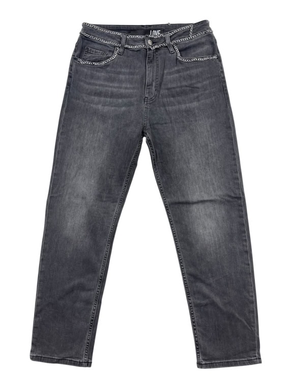 Love Moschino Women’s Grey Jeans with Chain Detail Size S