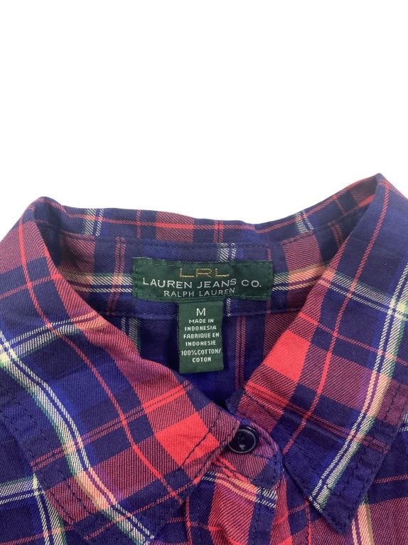 LRL LAUREN JEANS CO RALPH LAUREN Plaid Shirt Classic Logo Blue/Red Women’s M