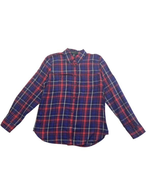 LRL LAUREN JEANS CO RALPH LAUREN Plaid Shirt Classic Logo Blue/Red Women’s M