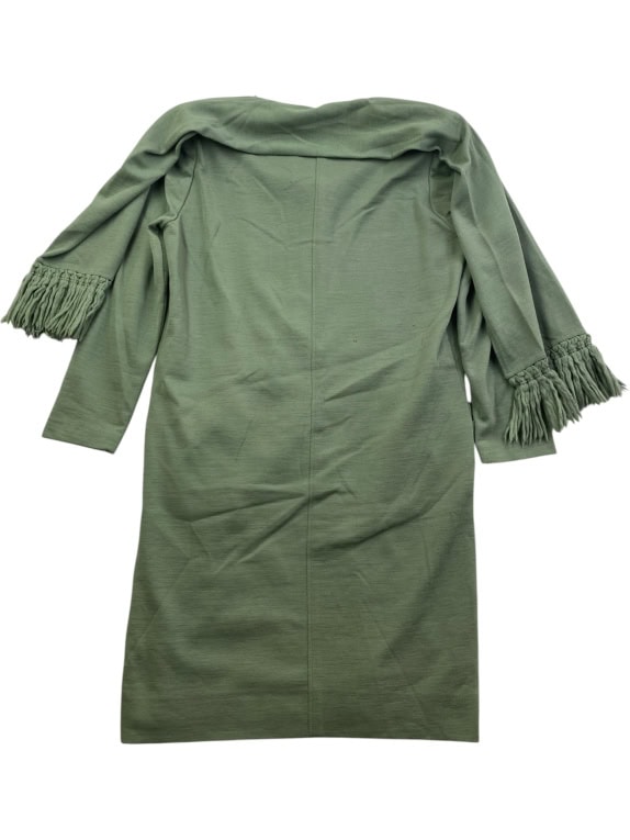 LUISA SPAGNOLI FRINGED MIDI DRESS GREEN WOMEN'S L