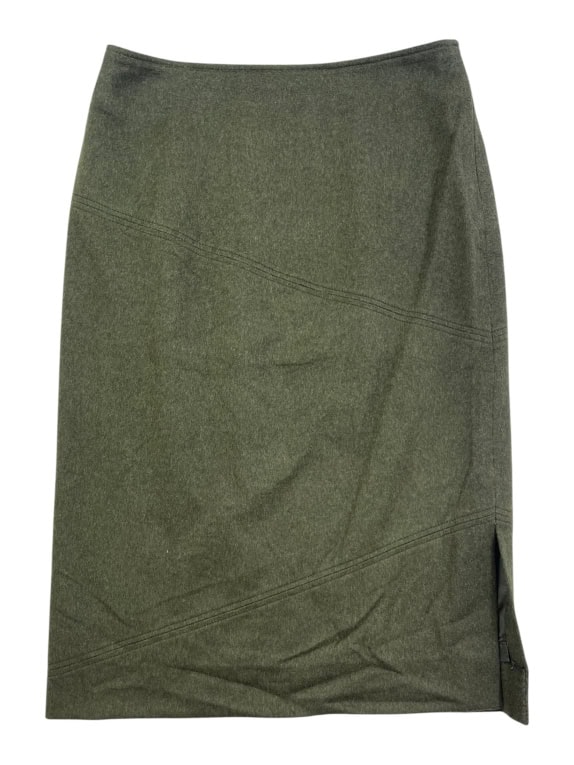 Luisa Spagnoli Khaki Wool Midi Skirt Women’s Size M