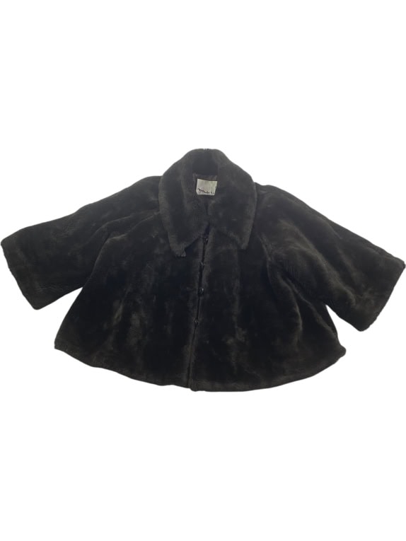 Machalie Vintage Faux Fur Παλτό-Κάπα Logo Μαύρο Γυναικείο One Size (XL Fit)