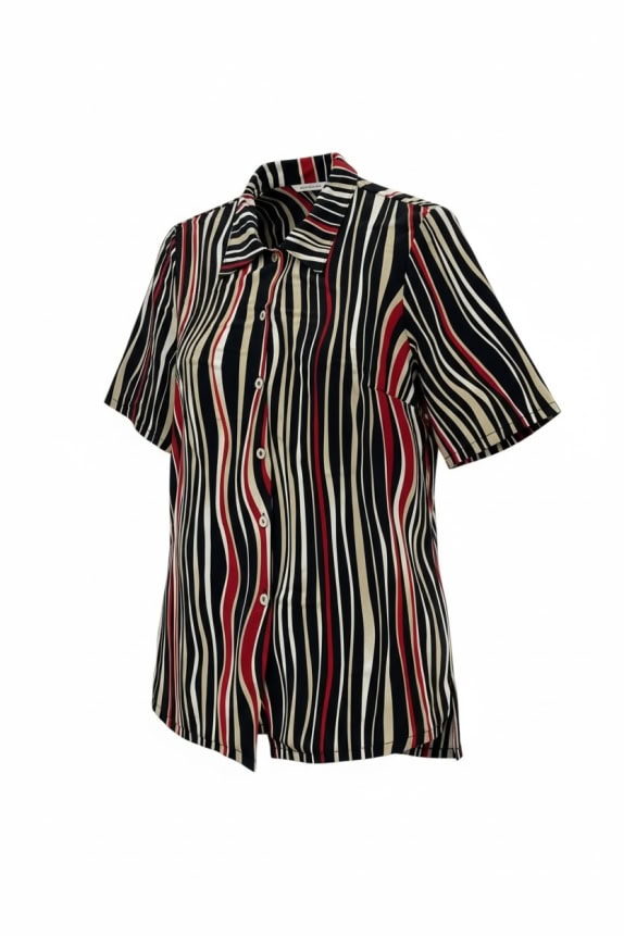 MADE IN ITALY Πουκάμισο Vintage Wavy Stripes Πολύχρωμο Γυναικείο L