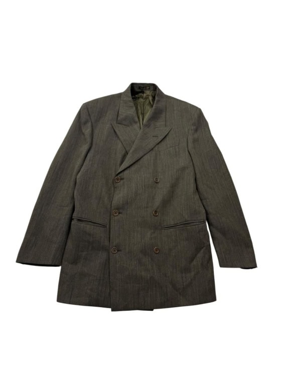 MADE IN ITALY Vintage Σακάκι Double Breasted Μελανζέ Γκρι/Καφέ Ανδρικό M/L