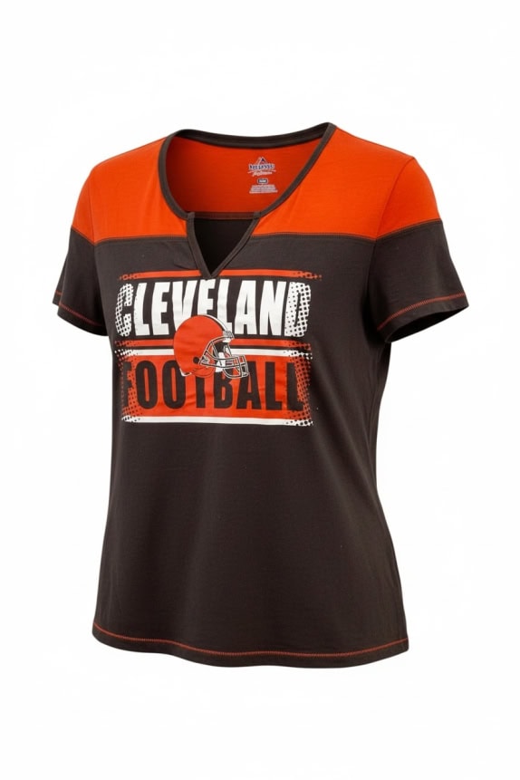 Majestic Cleveland Browns T-Shirt Μαύρο-Πορτοκαλί Γυναικείο L
