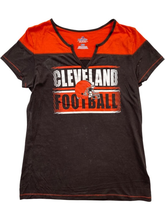 Majestic Cleveland Browns T-Shirt Μαύρο-Πορτοκαλί Γυναικείο L