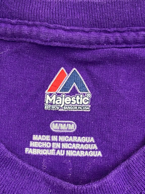 MAJESTIC Colorado Rockies MLB T-Shirt con logo Spellout Viola UNISEX M
