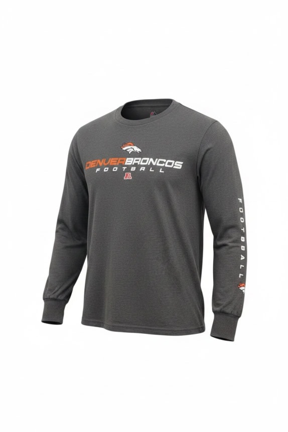 Majestic Denver Broncos Long Sleeve T-Shirt Logo Grey Unisex L