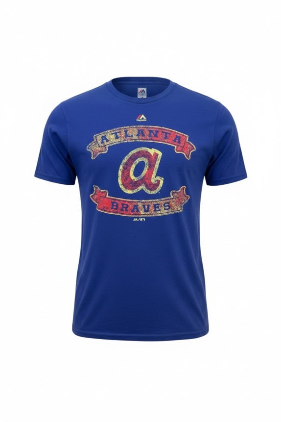 MAJESTIC GRAPHIC TEE RETRO BLUE MEN PRE OWNED L