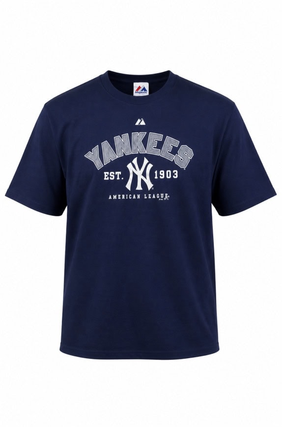 MAJESTIC T SHIRT GRAPHIC NAVY MEN PRE OWNED L
