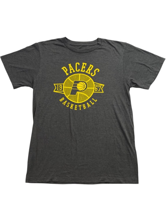 MAJESTIC T-shirt INDIANA PACERS VINTAGE STYLE Λογότυπο Γκρι UNISEX M pre-owned