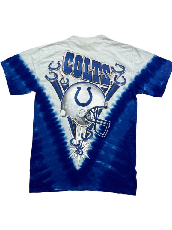 MAJESTIC T-SHIRT INDIANAPOLIS COLTS VINTAGE STYLE ΛΟΓΟΤΥΠΟ ΜΠΛΕ/ΛΕΥΚΟ TIE-DYE UNISEX MEDIUM