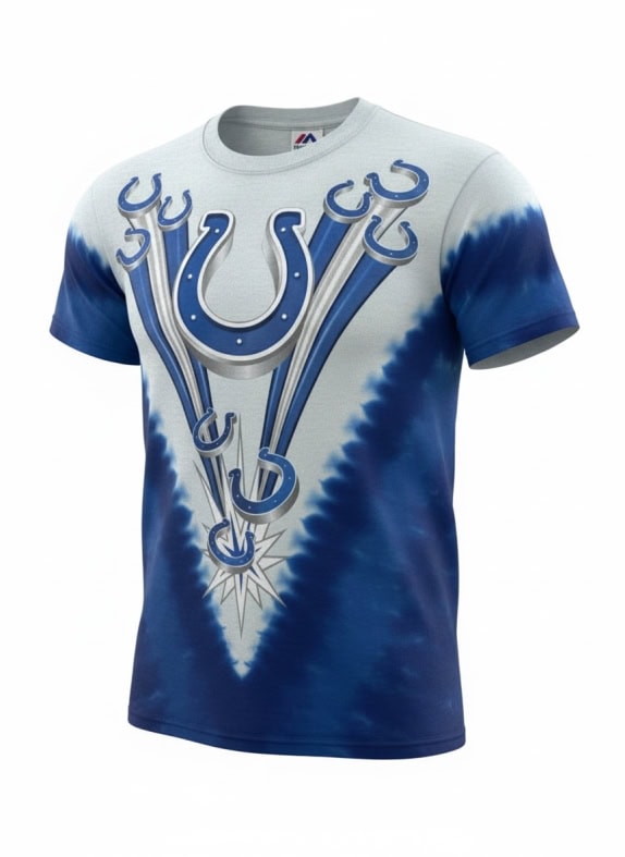 MAJESTIC T-SHIRT INDIANAPOLIS COLTS VINTAGE STYLE ΛΟΓΟΤΥΠΟ ΜΠΛΕ/ΛΕΥΚΟ TIE-DYE UNISEX MEDIUM
