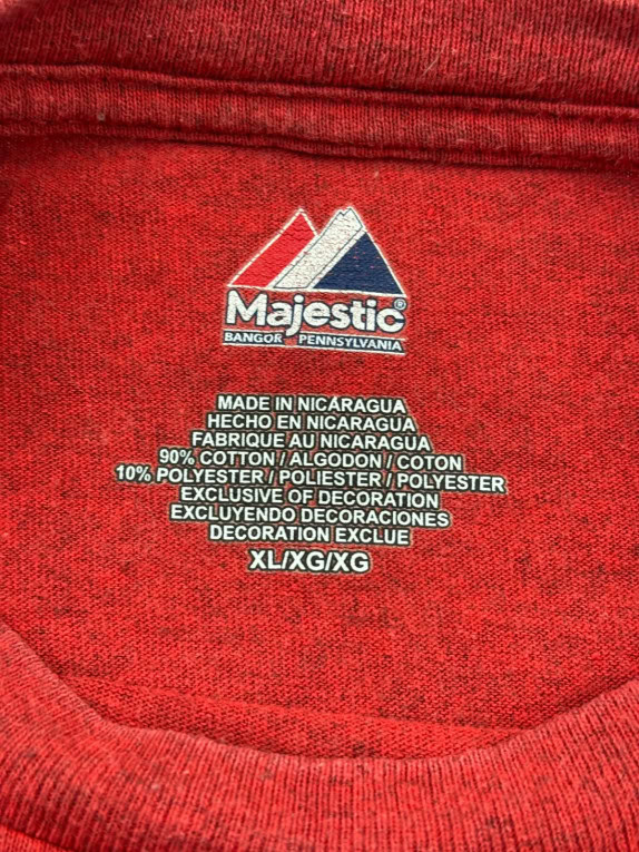 MAJESTIC T SHIRT SPORTSWEAR RED MENS PRE OWNED XL