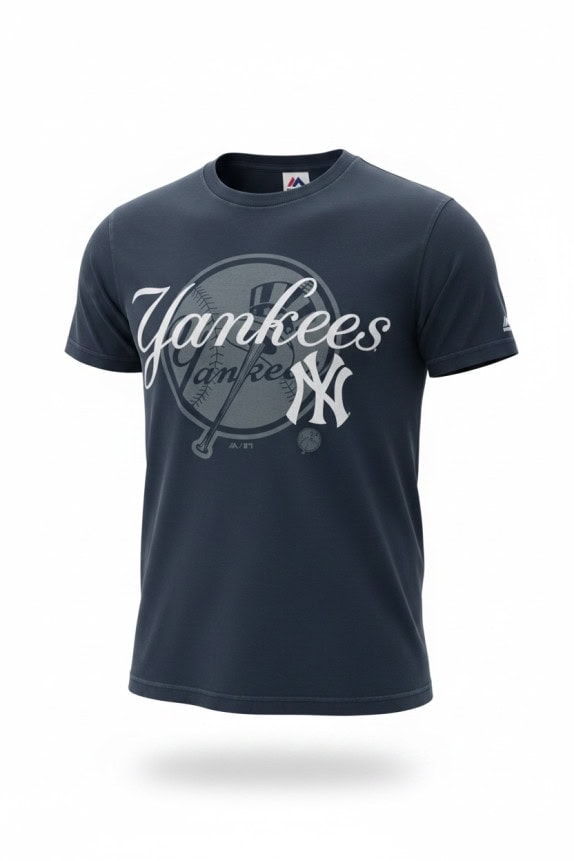 MAJESTIC YANKEES GRAPHIC TEE SPORTSWEAR NAVY MEN PRE OWNED