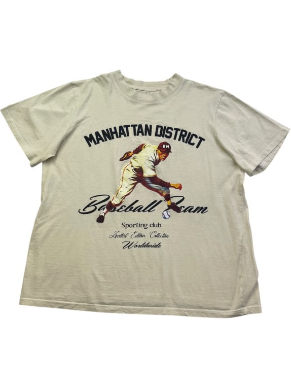 MANHATTAN DISTRICT GRAPHIC TEE CREAM MENS PRE OWNED XL