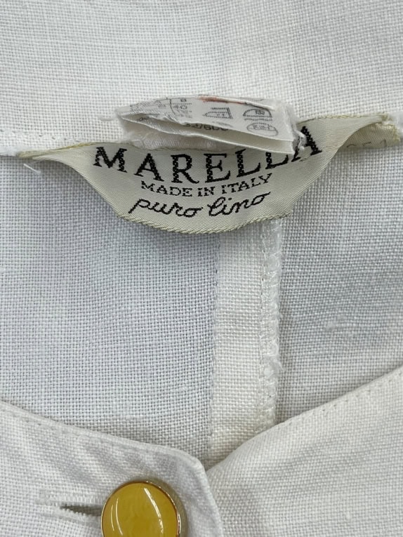 Marella Λευκό Φόρεμα με Κουμπιά & Τσέπες