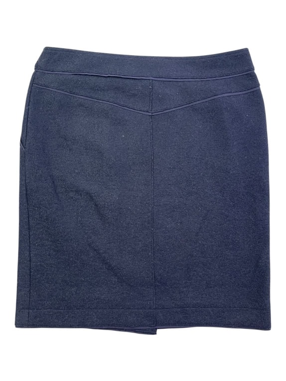 Marella Sport Μάλλινη Φούστα Μπλε με Κουμπιά & Φιόγκο Γυναικεία XL