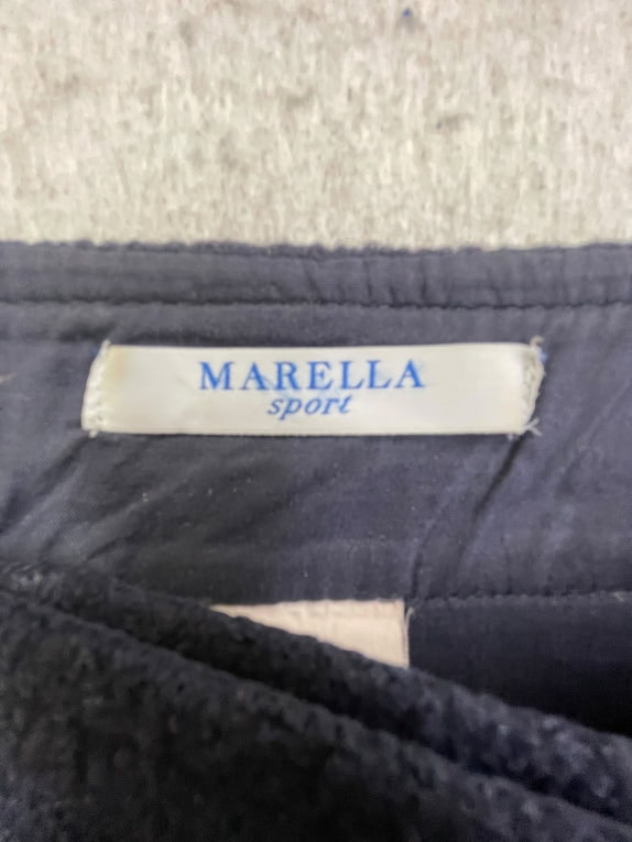 Marella Sport Μάλλινη Φούστα Μπλε με Κουμπιά & Φιόγκο Γυναικεία XL