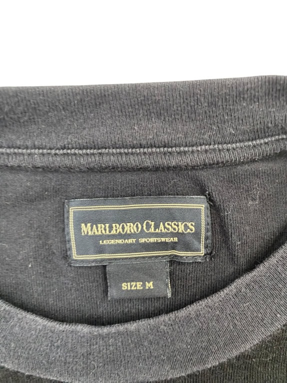 MARLBORO CLASSICS Maglia a maniche lunghe vintage nera da uomo taglia M