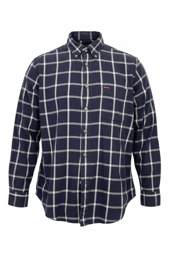 MARLBORO CLASSICS camicia vintage con logo sul taschino blu/bianco da uomo L